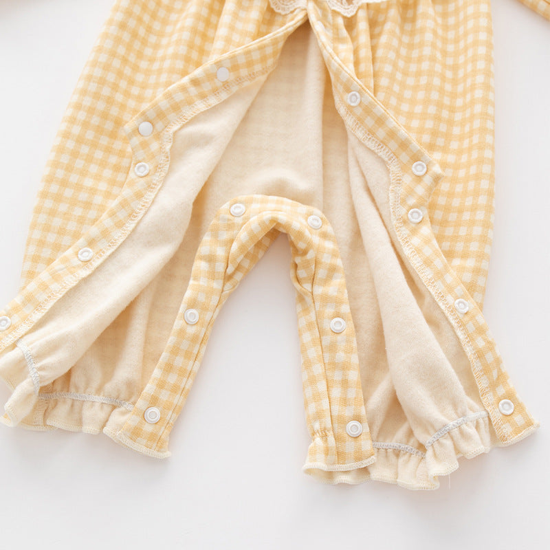 Pelele Bebé Niña Vichy Amarillo “Dulce Primavera” 🎀💛
