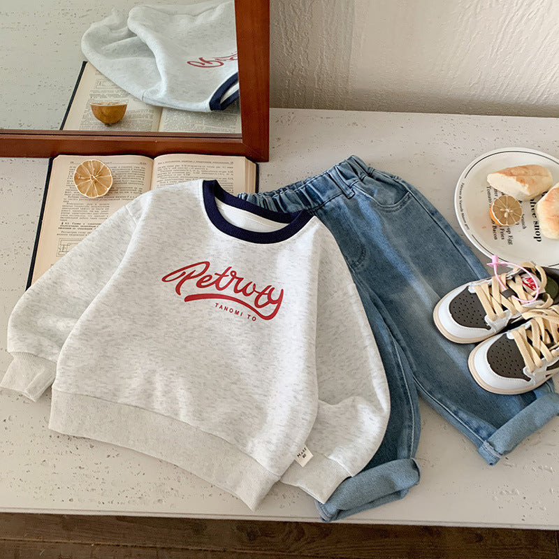 Sudadera con Capucha y Estampado de Letras para Bebé 🩶✨