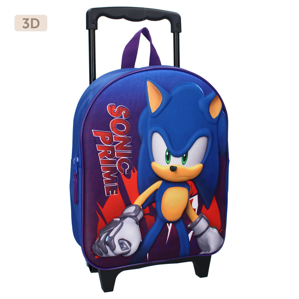 Mochila con Ruedas Sonic 3D para Niño | Trolley Escolar