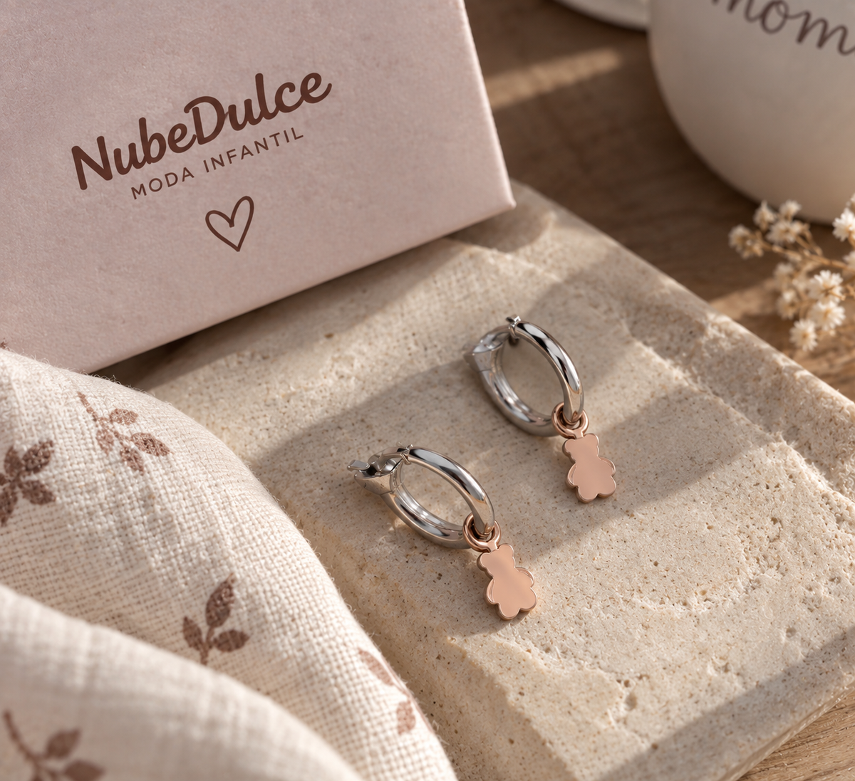Pendientes de bebé Osito en Plata 925 | Detalle dulce