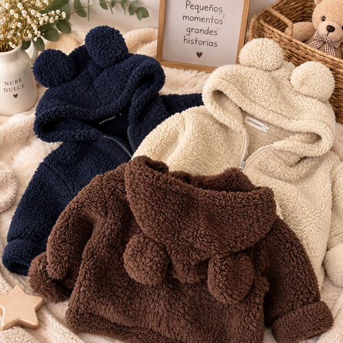 Chaqueta Teddy con Capucha y Orejitas para Bebé | Suave y Cálida