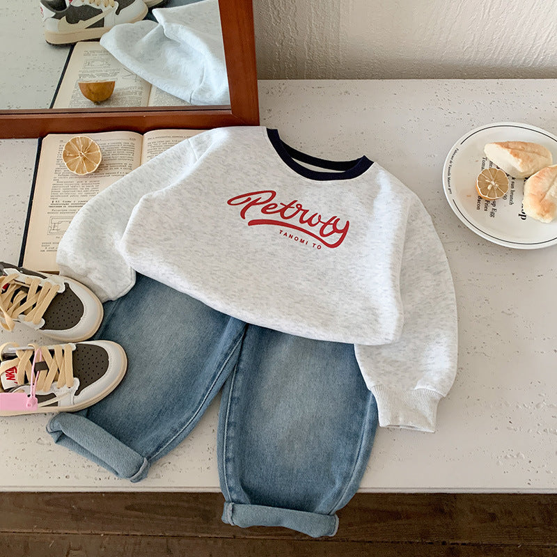 Sudadera con Capucha y Estampado de Letras para Bebé 🩶✨