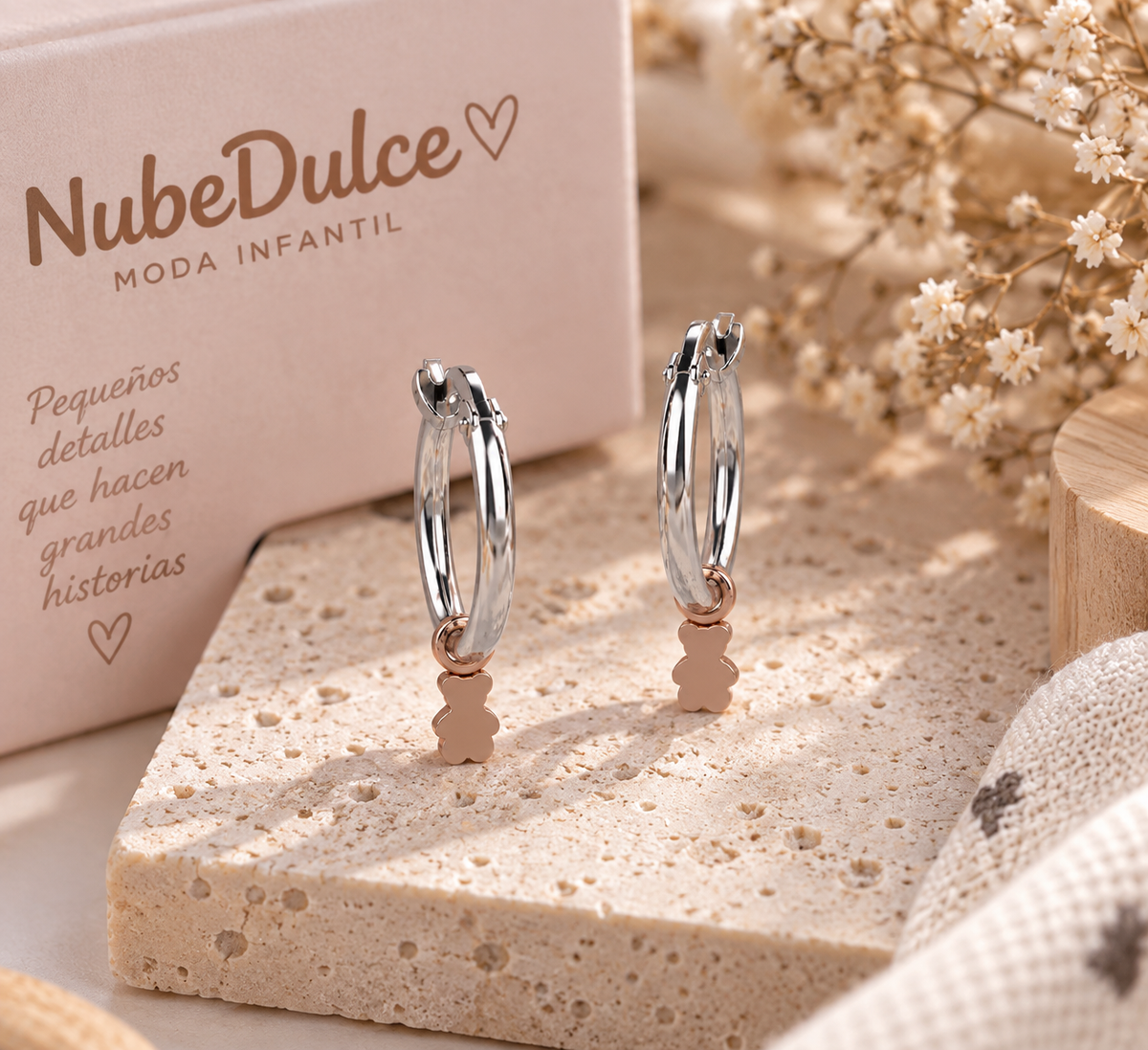 Pendientes de bebé Osito en Plata 925 | Detalle dulce