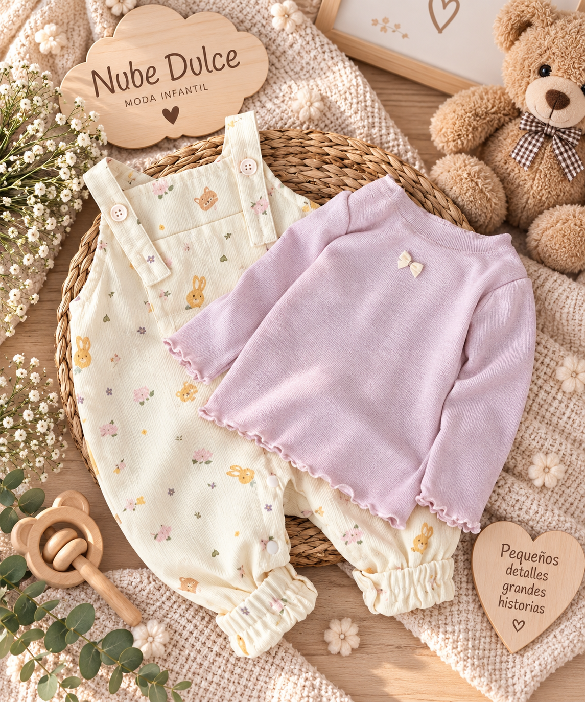 Conjunto de Pana para Bebé Niña 🌸🤎