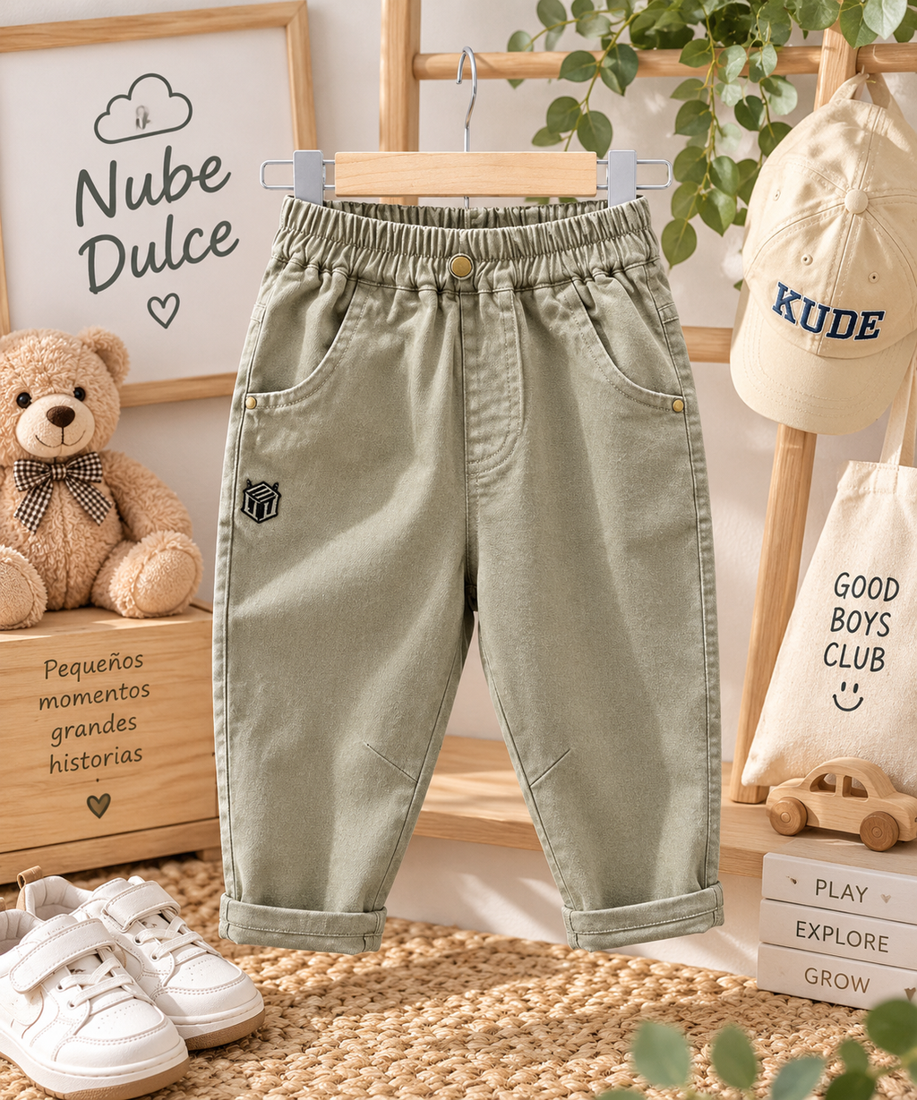 pantalón Infantil Casual con Cintura Elástica