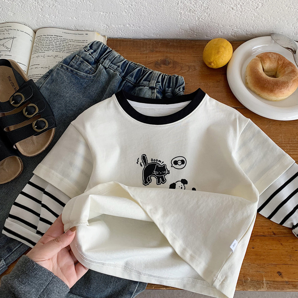 Camiseta Infantil Beige “Amigos” 🐱🐶