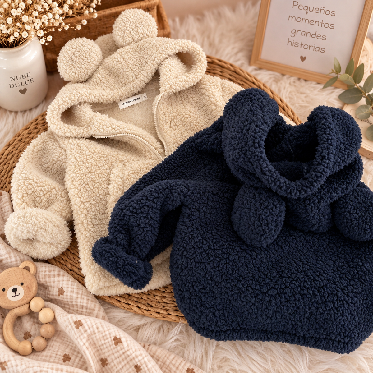 Chaqueta Teddy con Capucha y Orejitas para Bebé | Suave y Cálida