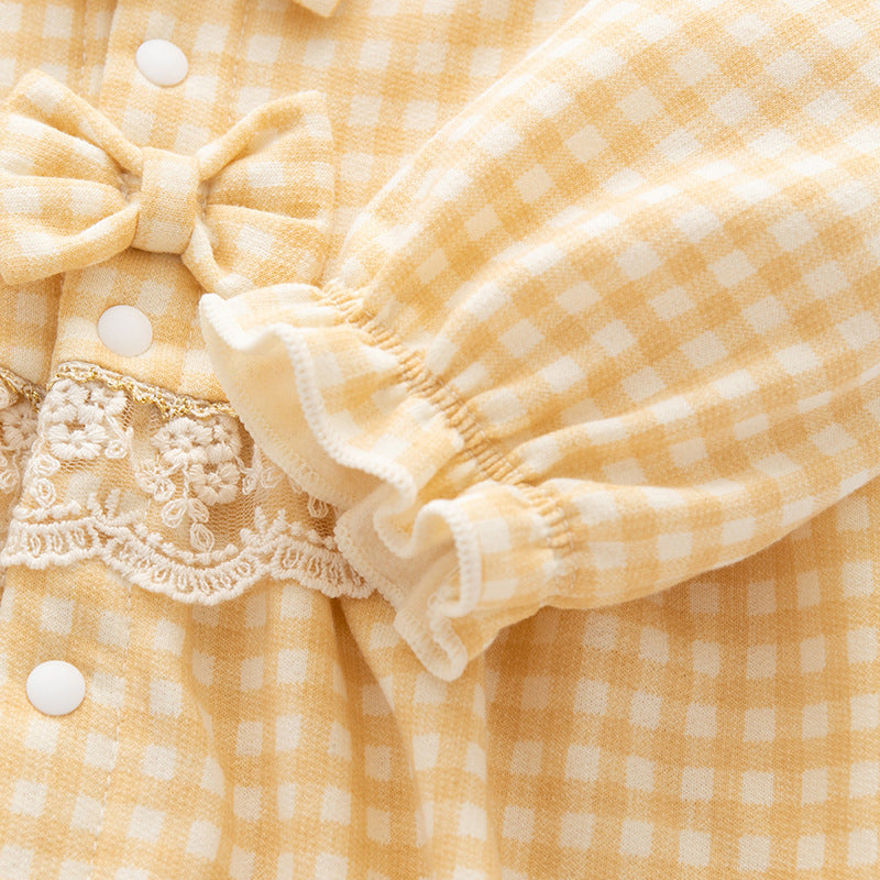 Pelele Bebé Niña Vichy Amarillo “Dulce Primavera” 🎀💛