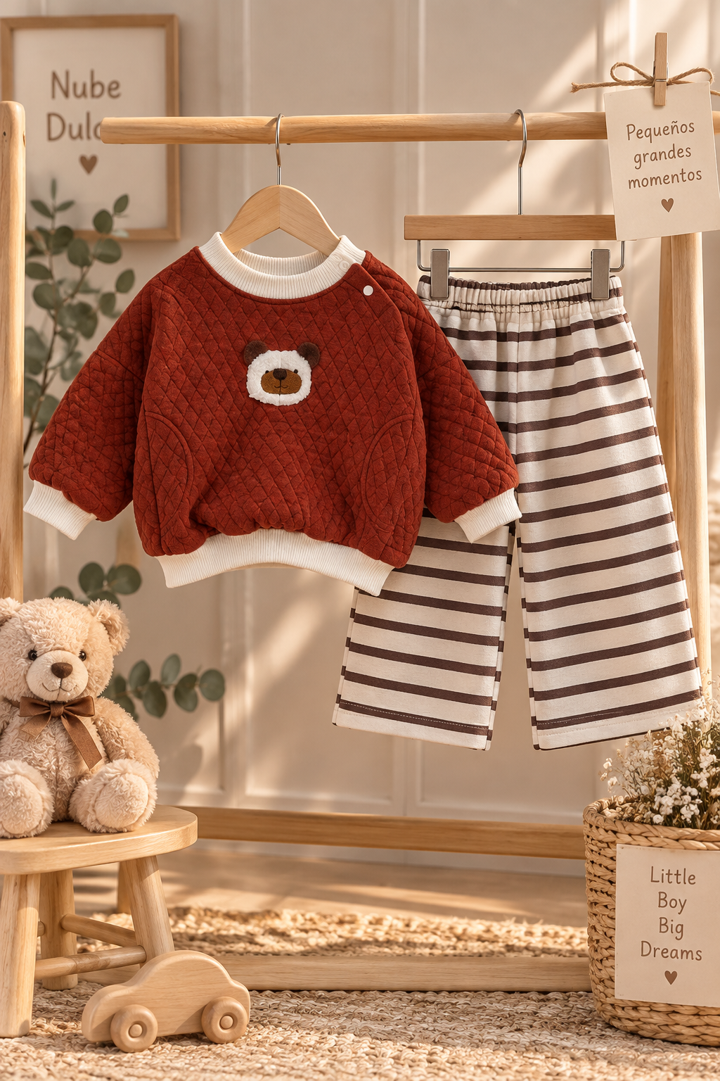 Conjunto Osito Cozy para Bebé Niño – Sudadera y Pantalón