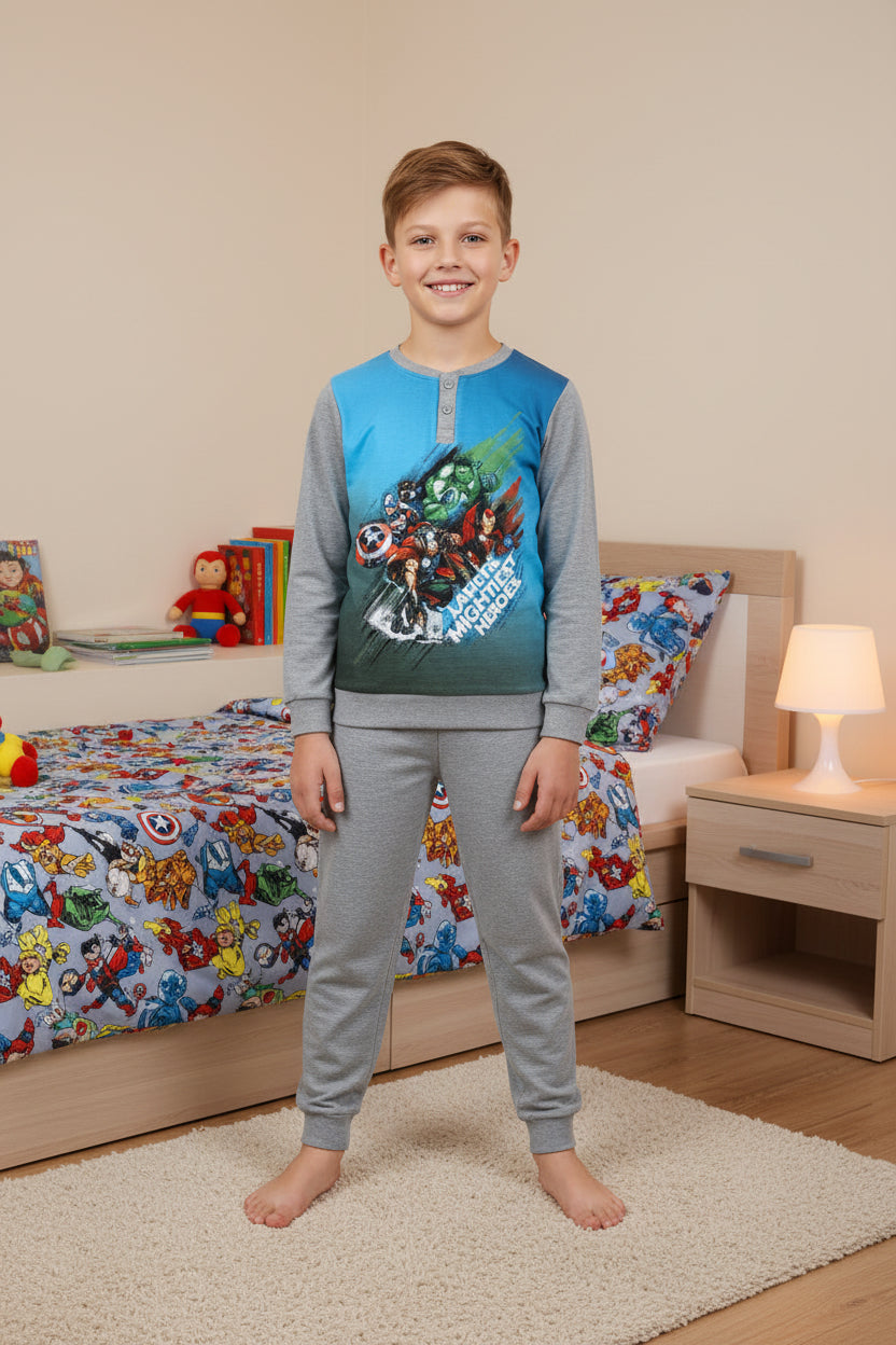 Pijama de Invierno Infantil Avengers - gris y Azul/Talla 98