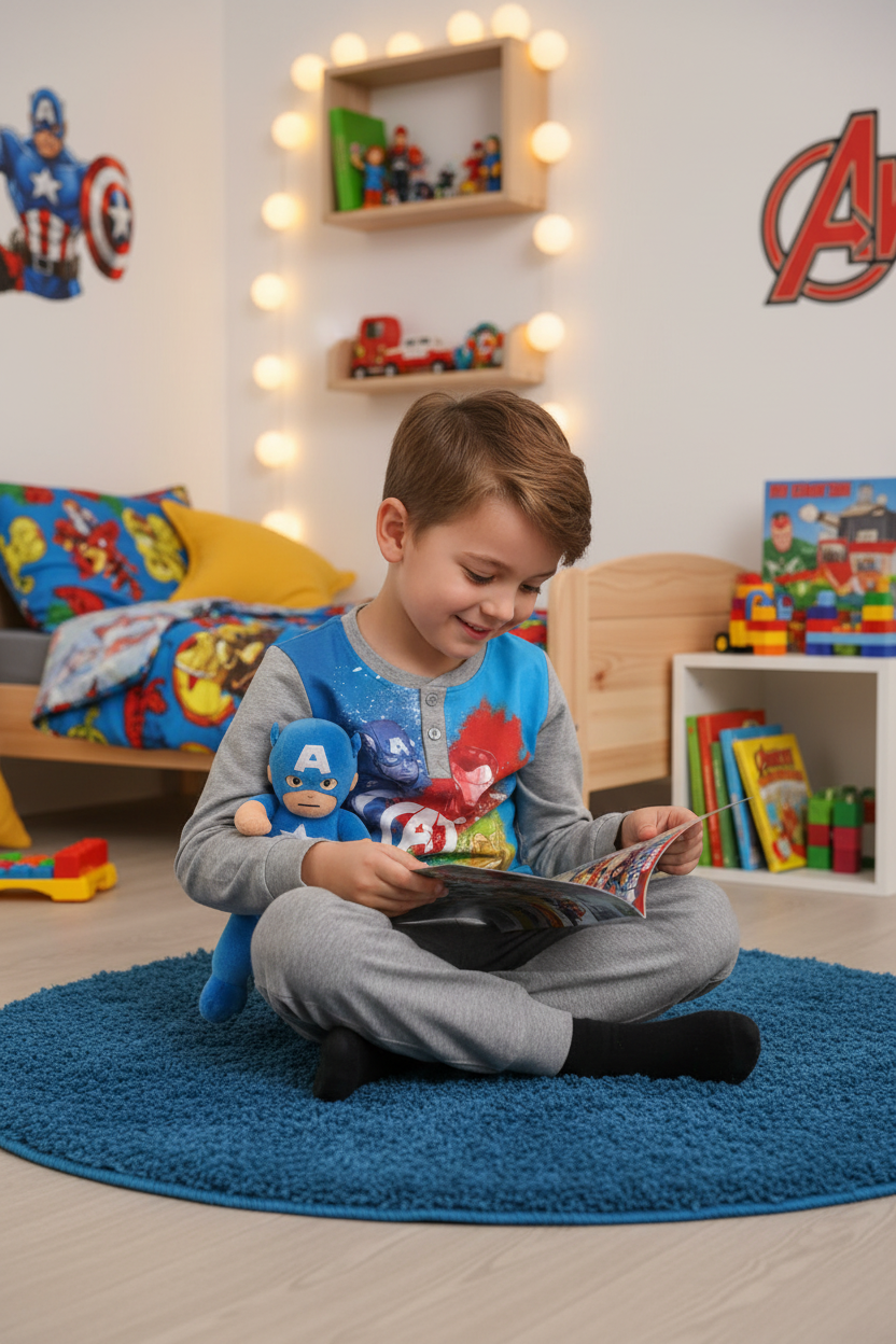 Pijama de invierno Infantil de Avengers - Gris y Azul/Talla 110