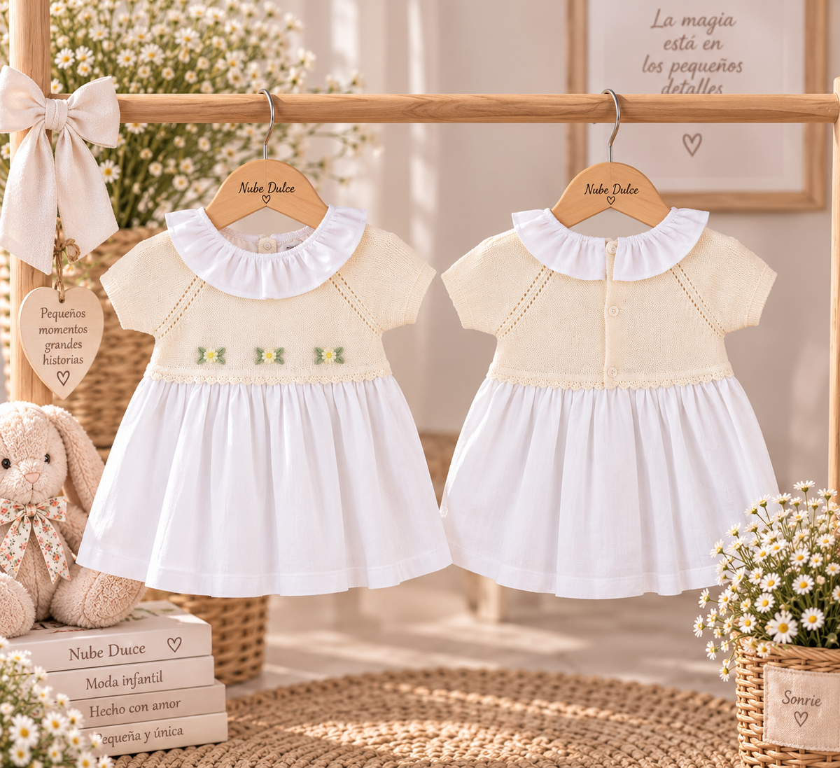 Vestido bebé blanco roto con pechera | Ceremonia