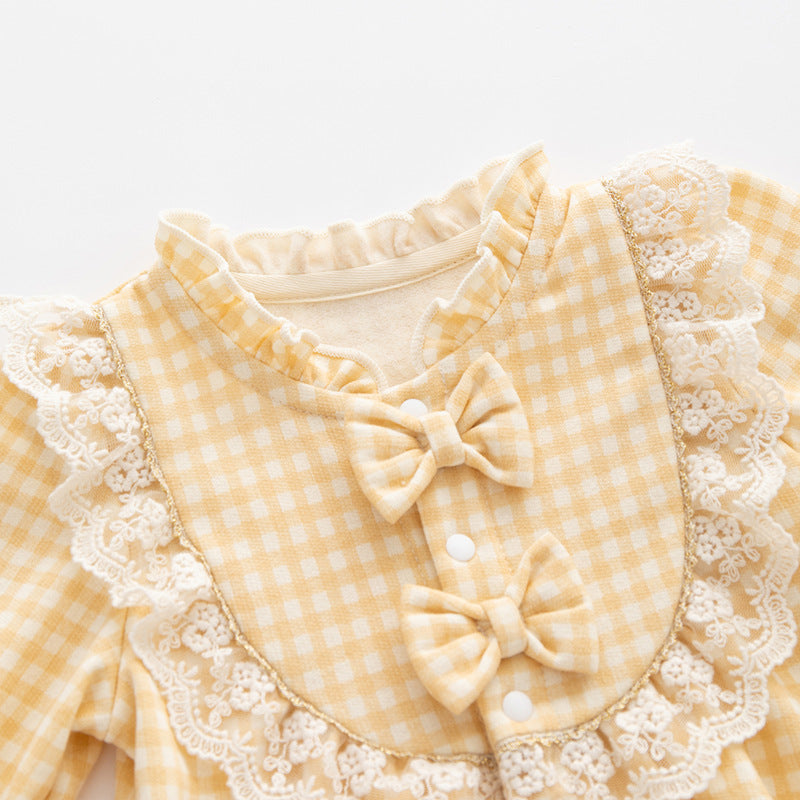 Pelele Bebé Niña Vichy Amarillo “Dulce Primavera” 🎀💛