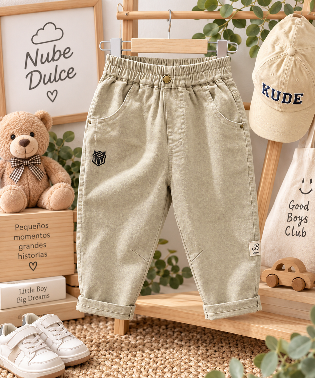 pantalón Infantil Casual con Cintura Elástica