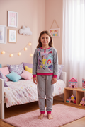 Pijama de Invierno Infantil Disney Princesas- Gris y Rosa / talla 110cm
