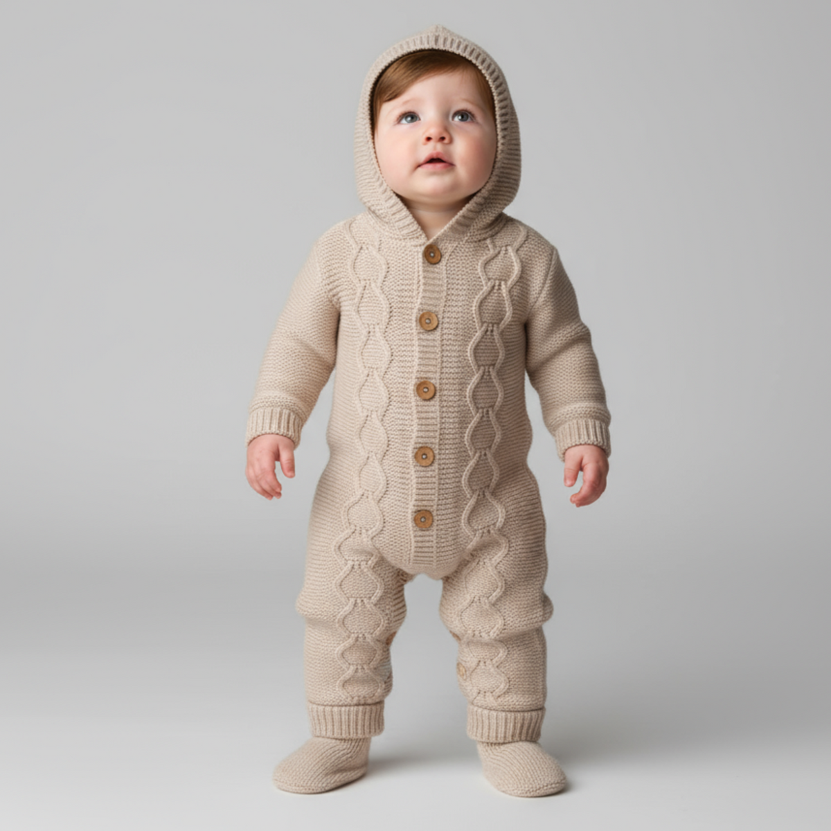Bodi Entero Bebé con Capucha | Rosa y Beige